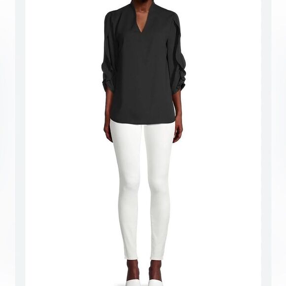 NWT Misook Tulip-Sleeve Crepe De Chine Blouse Medium - Picture 3 of 9